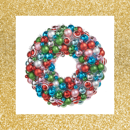 Vintage Ornament Wreath 19.5" Vintage Christmas Wreath