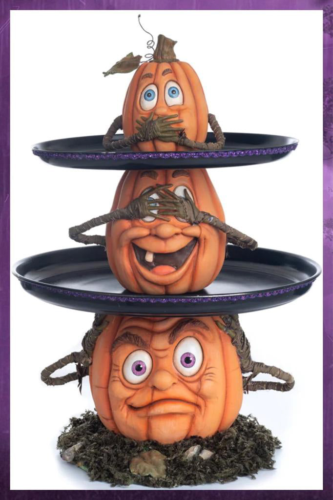 Katherine's Collection Halloween Decor Three Wise Pumpkins Tiered Tray