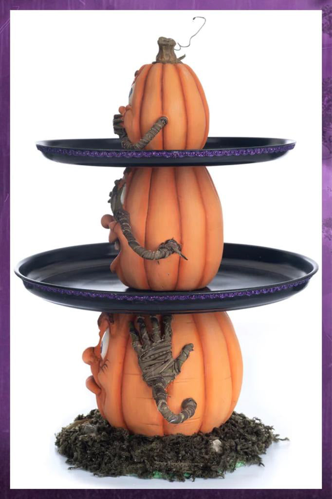 Katherine's Collection Halloween Decor Three Wise Pumpkins Tiered Tray
