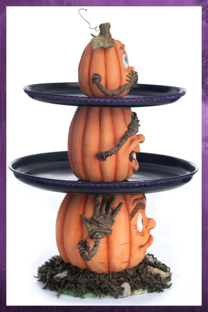 Katherine's Collection Halloween Decor Three Wise Pumpkins Tiered Tray