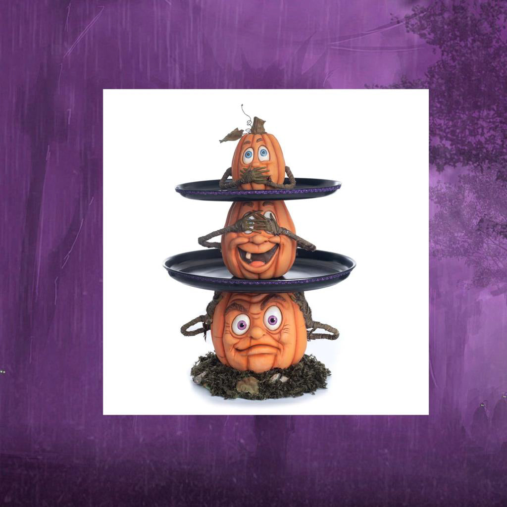 Katherine's Collection Halloween Decor Three Wise Pumpkins Tiered Tray