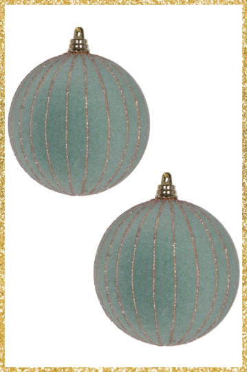 Light Green Velvet Ornaments Set of 2
