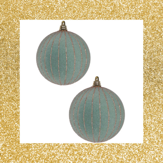 Light Green Velvet Ornaments Set of 2
