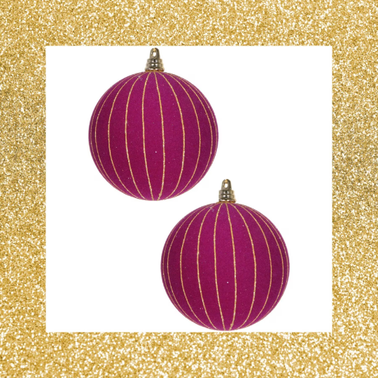Magenta Velvet Ornament Set of 2