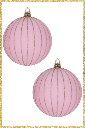 Light Pink Velvet Round Ornament Set of 2