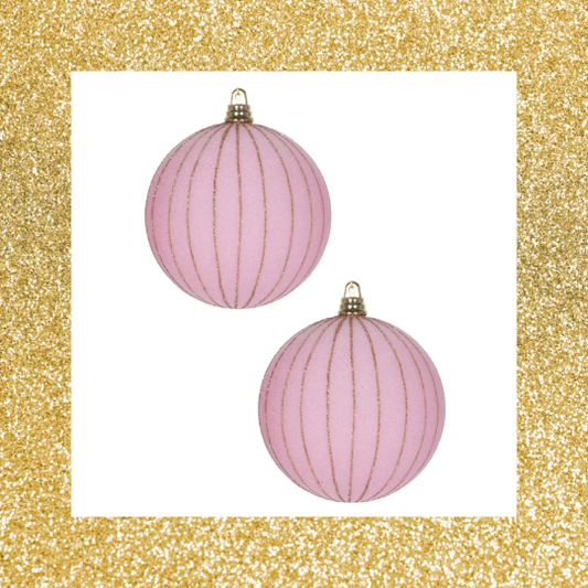 Light Pink Velvet Round Ornament Set of 2