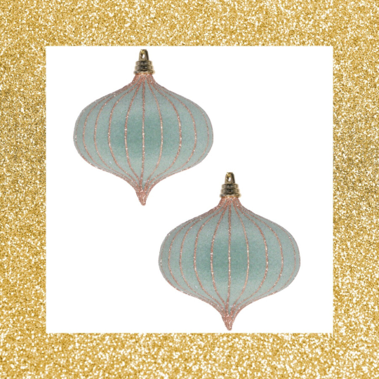 Light Green Velvet Onion Ornaments Set of 2
