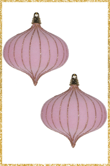 Light Pink Velvet Onion Ornament Set of 2