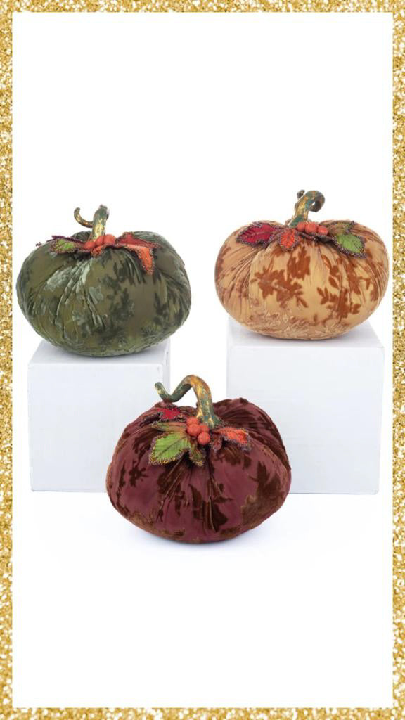 Katherine's Collection Velvet Pumpkins Assortment of 3