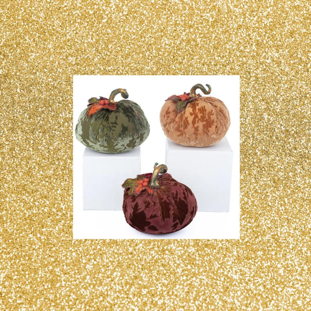 Katherine's Collection Velvet Pumpkins Assortment of 3