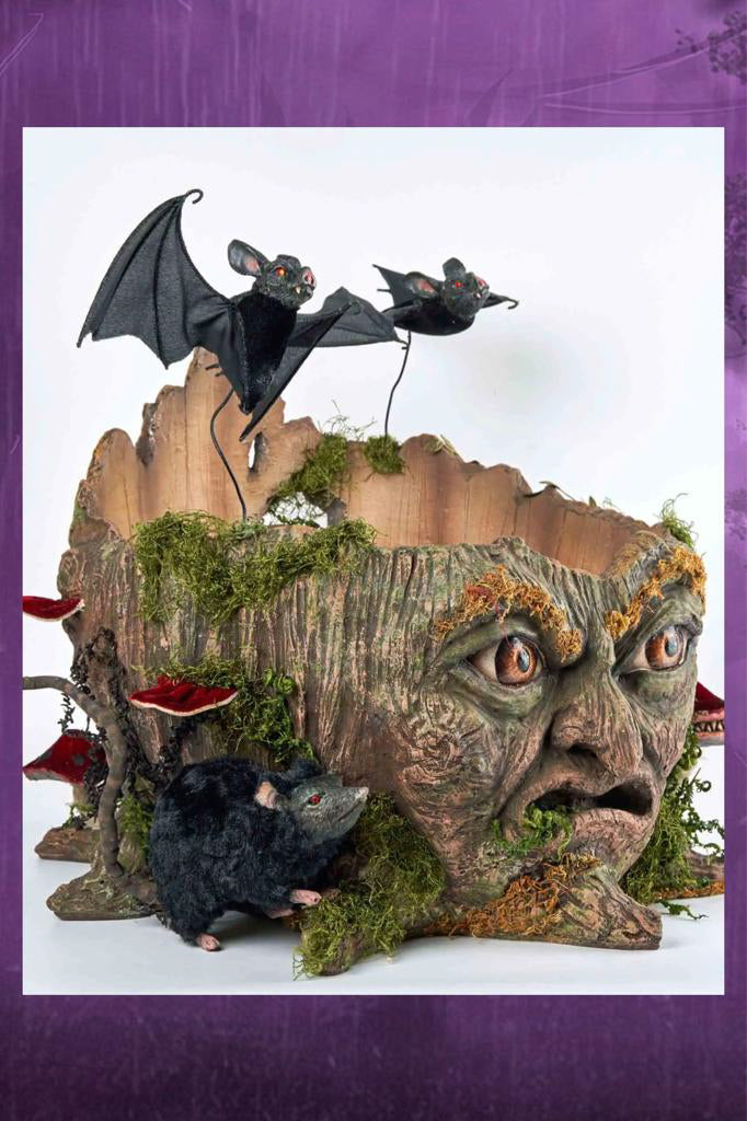 Katherine's Collection Halloween Decor Walter Woodard Tree Stump Candy Container