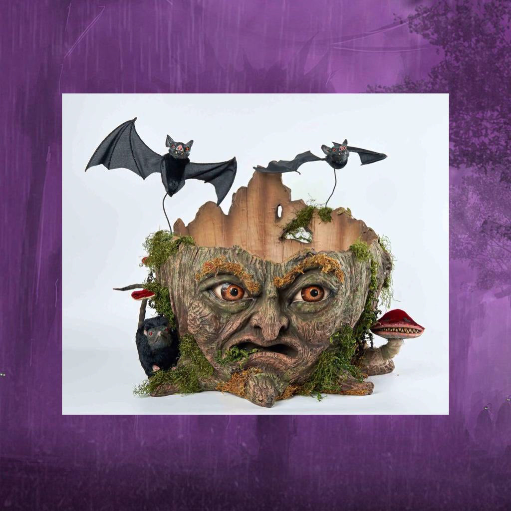 Katherine's Collection Halloween Decor Walter Woodard Tree Stump Candy Container