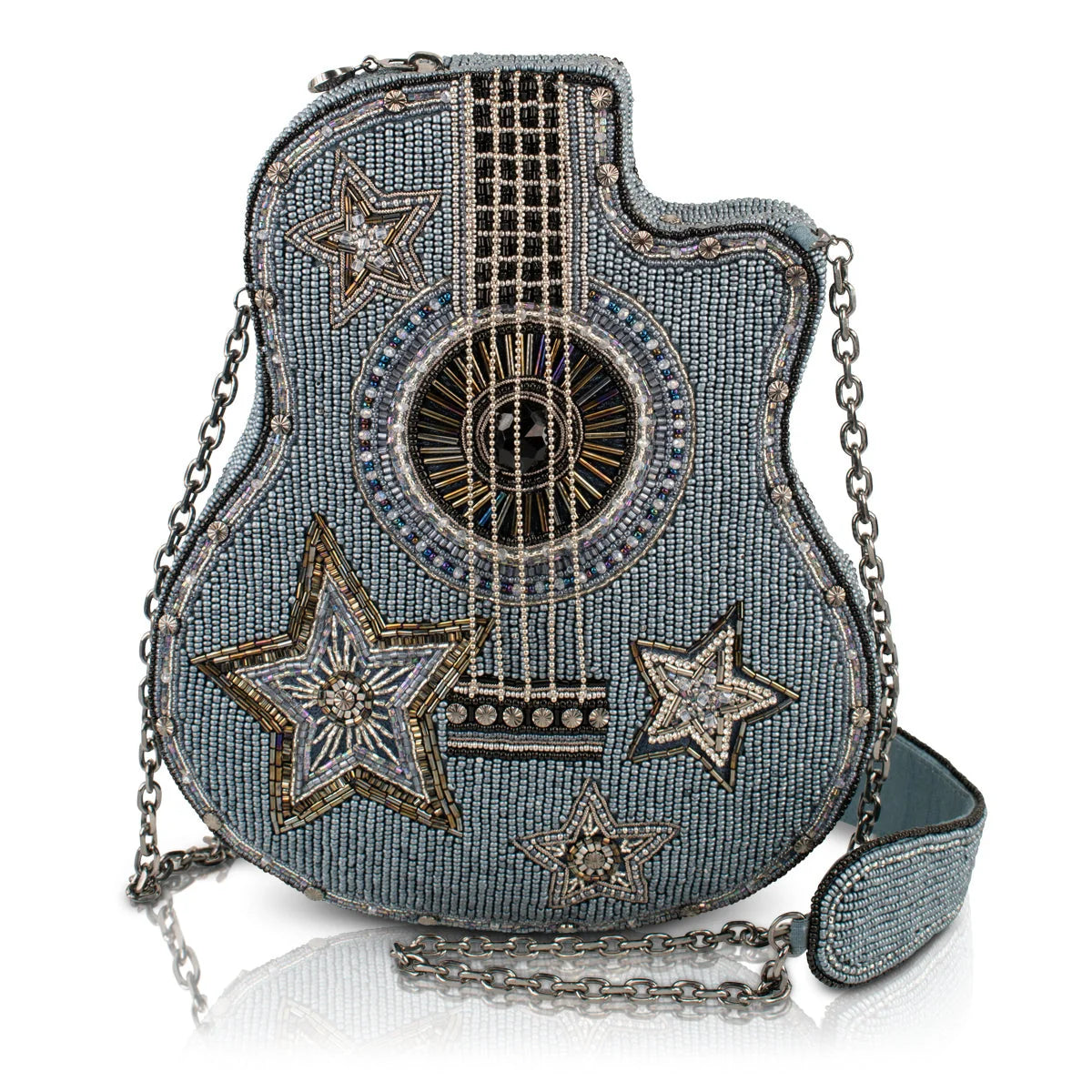 Mary Frances Stars & Strings Mini Guitar Beaded Coin Purse Keyring