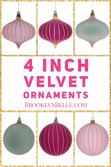 Light Pink Velvet Onion Ornament Set of 2
