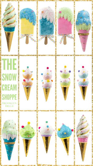 9" December Diamonds Green Double Ice Cream Ornament