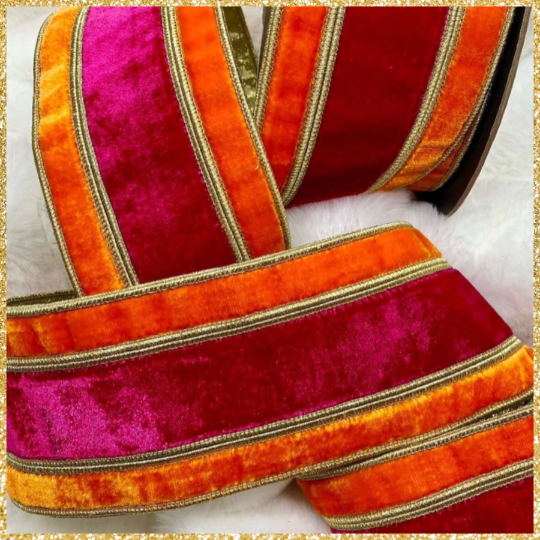 Pink and Orange Ribbon - 10 yards x 4 inch