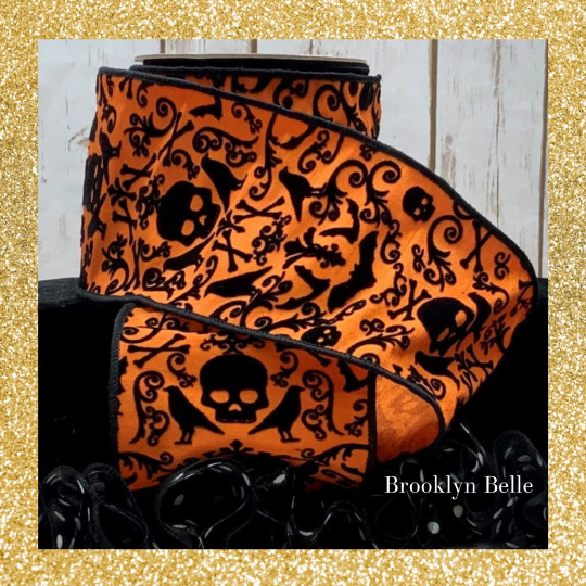 Orange and Black D. Stevens Wired Ribbon