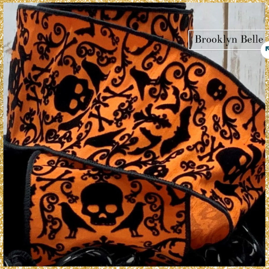 Orange and Black D. Stevens Wired Ribbon