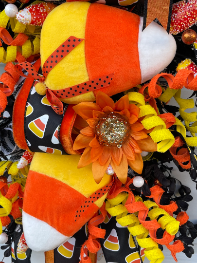 Halloween Welcome Candy Corn Wreath