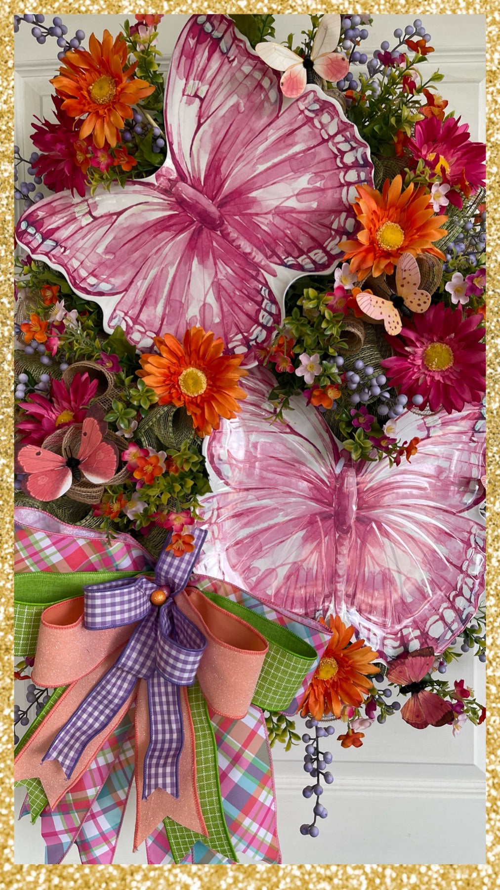 Pink Butterflies Wreath • Butterfly Wall Decor