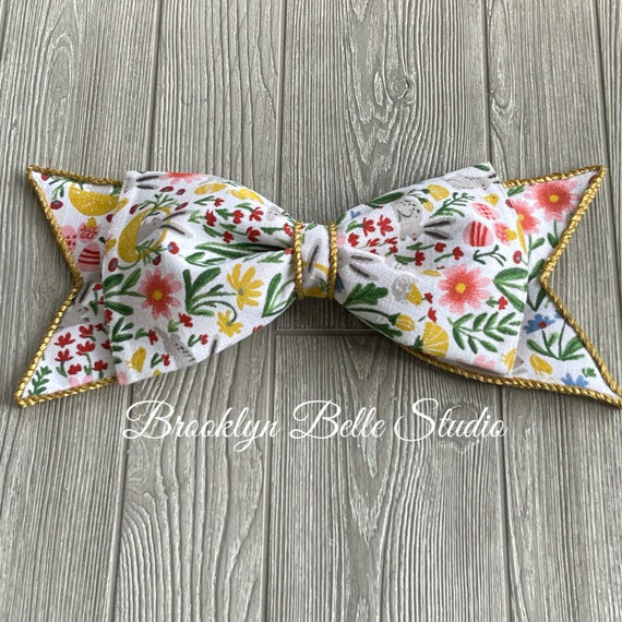 Big Easter Bunny and Floral Wreath Bow Attachment