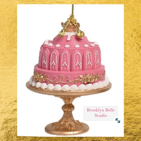 Set Of 3 Pink Cake Ornaments