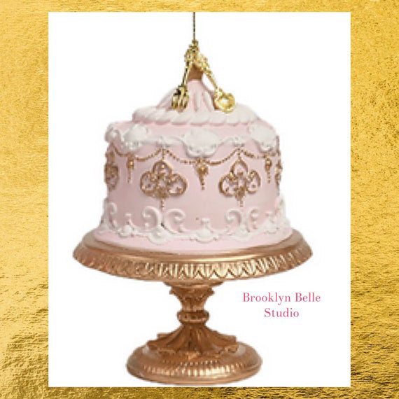 Set Of 3 Pink Cake Ornaments