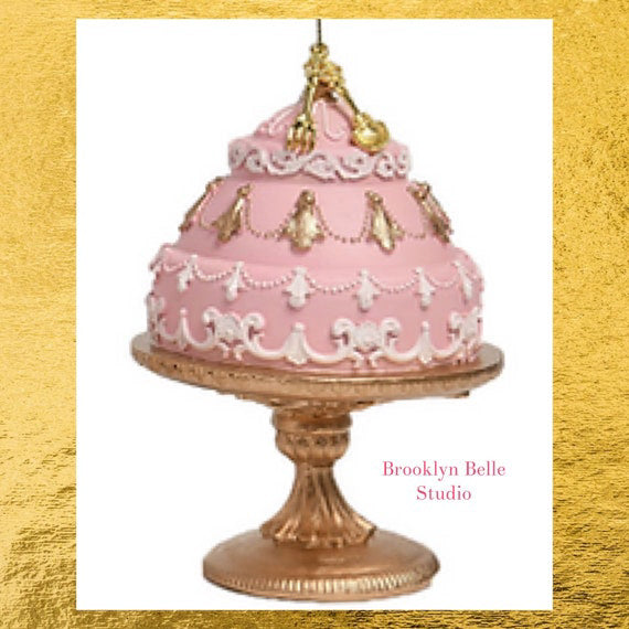 Set Of 3 Pink Cake Ornaments