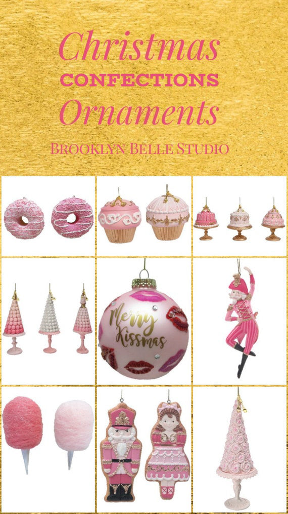 Set Of 3 Pink Cake Ornaments