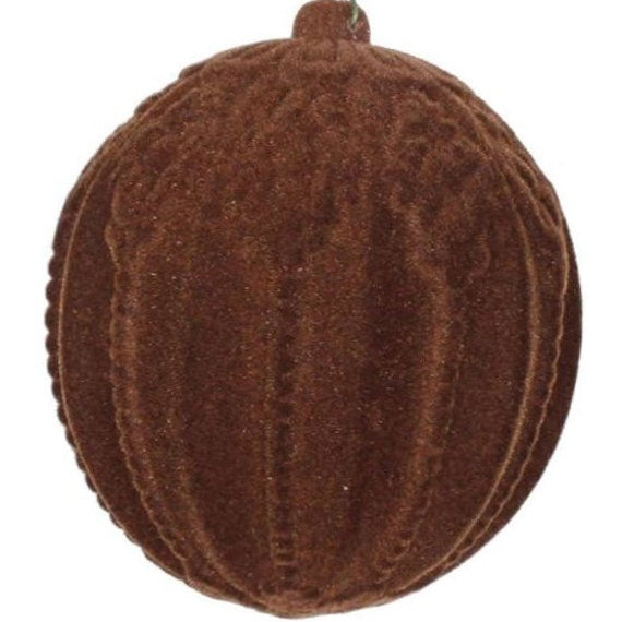 Set Of 2 Chocolate Brown Flocked Ornaments