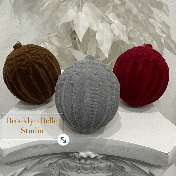 Set Of 2 Chocolate Brown Flocked Ornaments