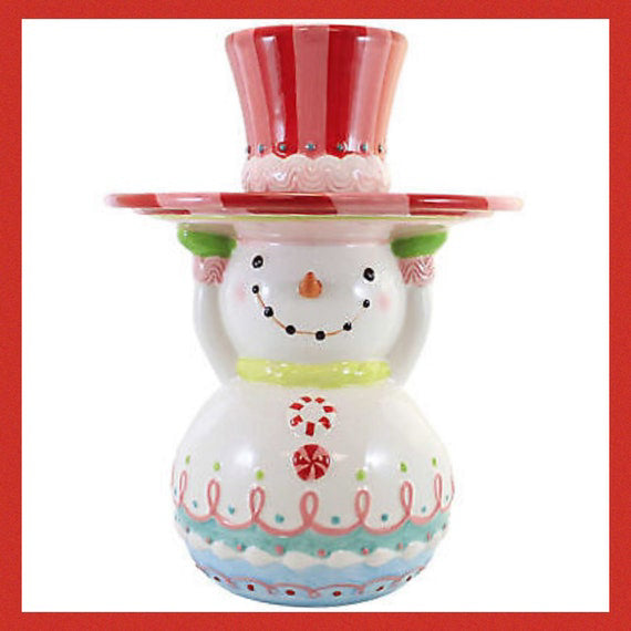 Pastel Candy Snowman Serving Tray
