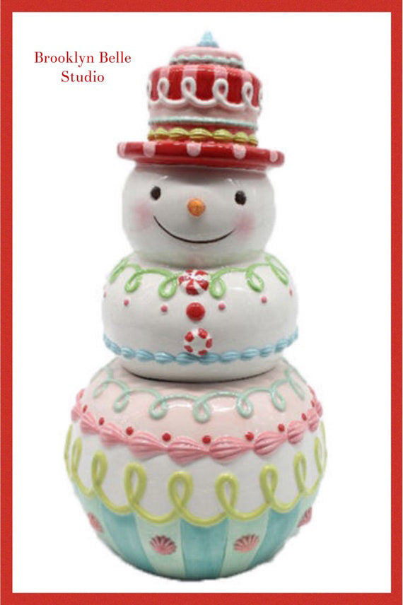 Pastel Candy Snowman Serving Tray