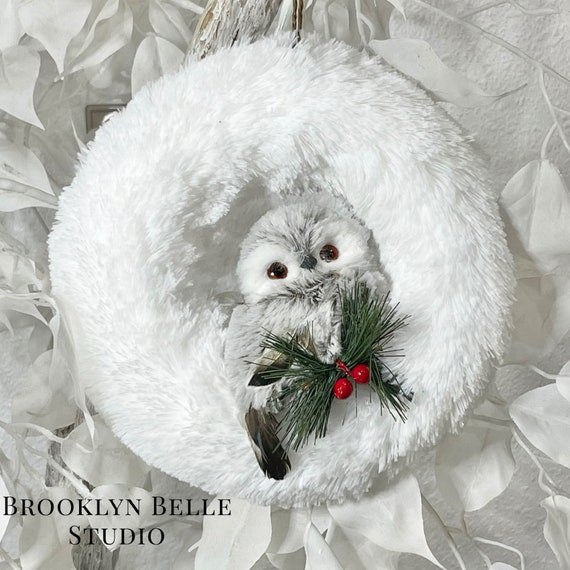 8.5" Winter Snow Owl Ornament • Christmas Owl Ornament