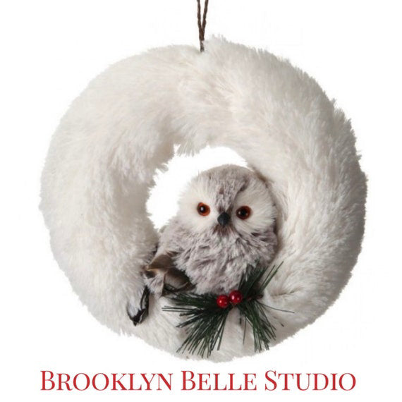 8.5" Winter Snow Owl Ornament • Christmas Owl Ornament