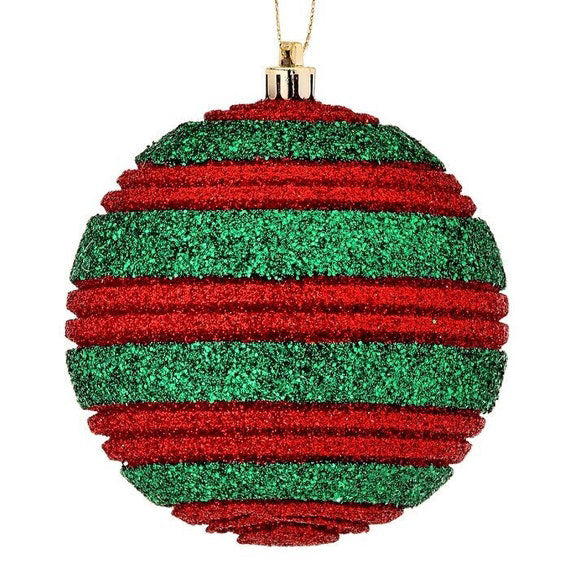 Set Of 2 Glitter Red and Green Ornaments