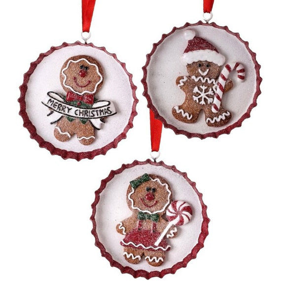 Set Of 3 Frosted Gingerbread Ornaments