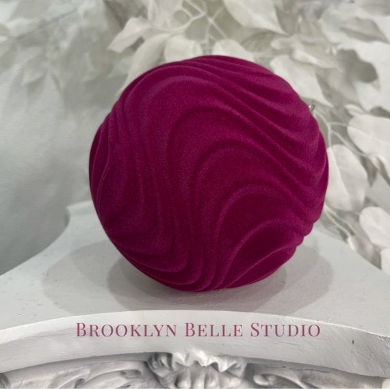 Set Of 2 Flocked Fuchsia Ornaments
