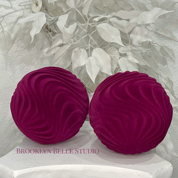 Set Of 2 Flocked Fuchsia Ornaments
