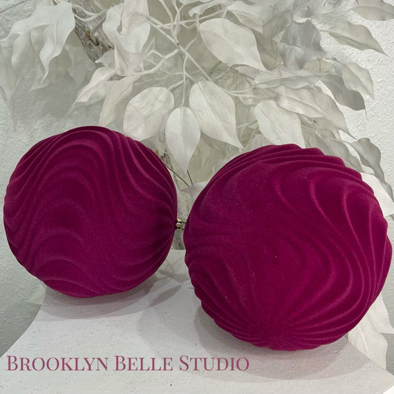 Set Of 2 Flocked Fuchsia Ornaments