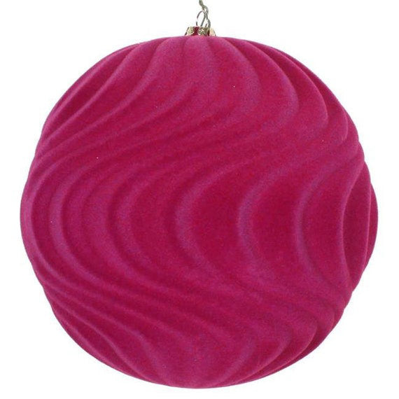 Set Of 2 Flocked Fuchsia Ornaments