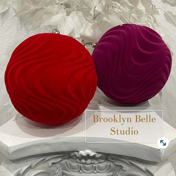 Set Of 2 Flocked Fuchsia Ornaments