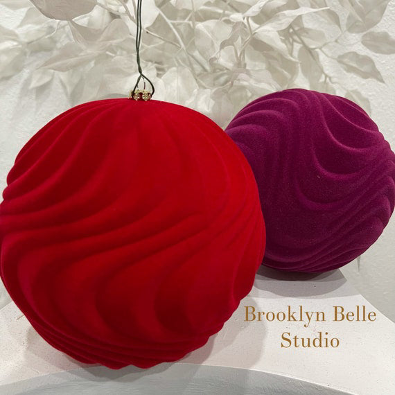 Set Of 2 Flocked Fuchsia Ornaments