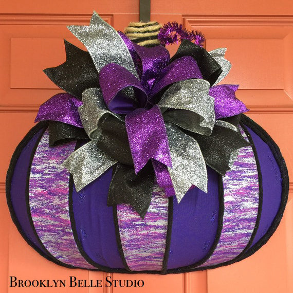 Glitzy Purple Pumpkin Wreath