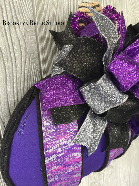 Glitzy Purple Pumpkin Wreath