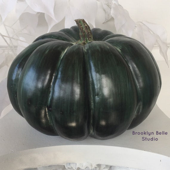 7.5" Artificial Green Blue Pumpkin