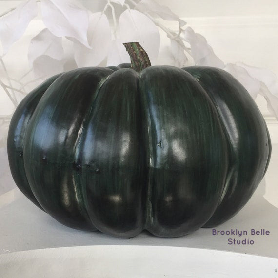 7.5" Artificial Green Blue Pumpkin