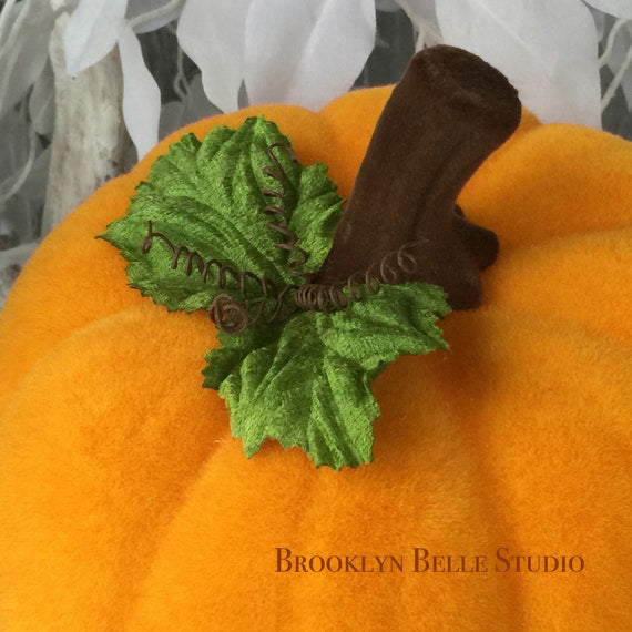 Flocked Yellow Fall Pumpkin