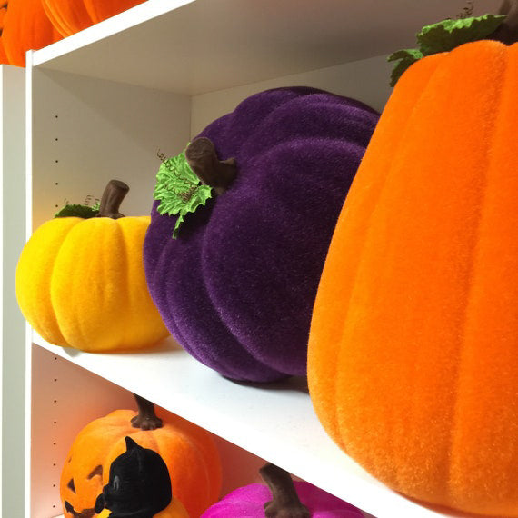 Flocked Yellow Fall Pumpkin