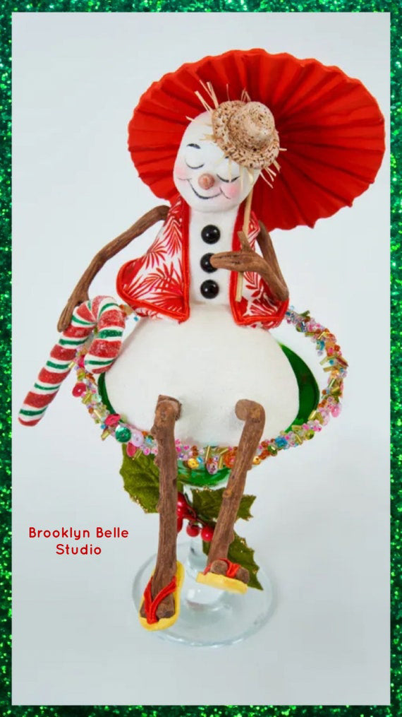 Katherine's Collection Set Of 2 Snowman Martini Glass Decor